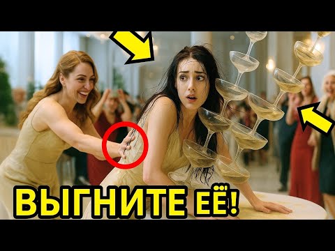 Видео: Богатая выскочка толкнула простую женщину в башню из шампанского — но потом появился её муж-миллиард