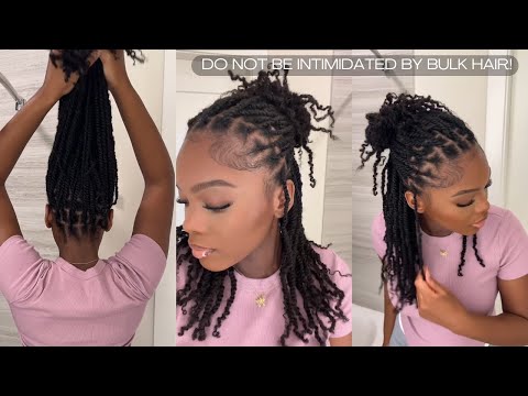 Видео: Укладка мини-твист с использованием объемных афро-кудрявых человеческих волос с использованием Ho...