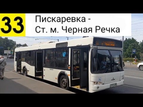 Видео: Автобус 33. Пискаревка - Ст. м. Черная Речка