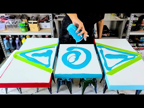 Видео: "Хаос" - Акрил Аннотация Картина в КРАСНЫЙ а также БИРЮЗОВЫЙ