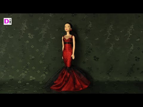 Видео: Вечернее платье для Барби из шелка.  How to make dress for Barbie dolls