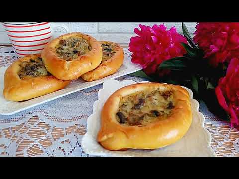 Видео: Открытые пирожки с грибами и сыром. Расстегаи с грибами. Мягенькие и очень вкусные.