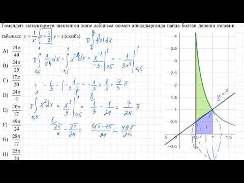 Видео: Қисықтармен шектелген фигура көлемін табу