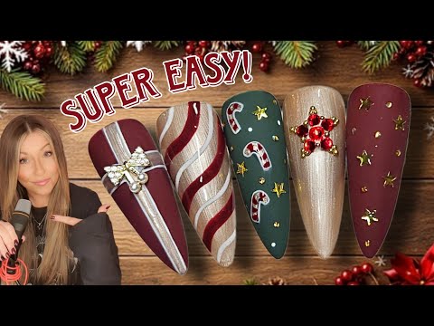 Видео: ⭐️ Простой рождественский дизайн ногтей | Традиционный рождественский маникюр | Красный, зелёный,...