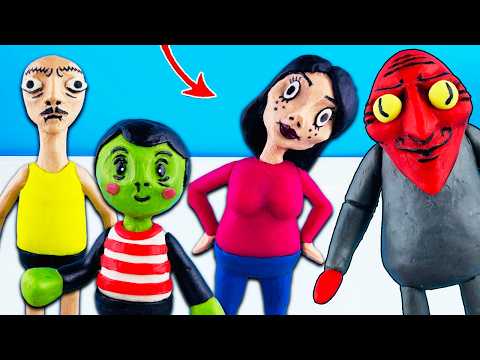 Видео: Лепим всех персонажей Bad Parenting 😨 Удивилась КОНЦОВКЕ ХОРРОР игры Бэд Перентин - Фигурки Лепка ОК