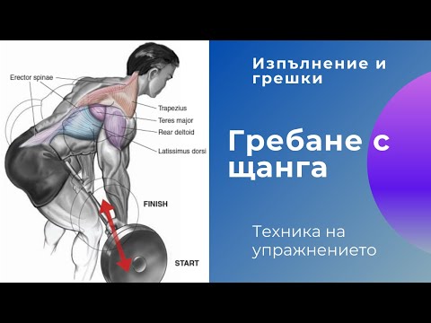 Видео: Гребане с щанга  (подхват-надхват) техника на изпълнение (Barbell Row) как се изпълнява #гребане