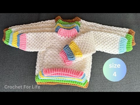 Видео: Легко связанный крючком свитер / Легко связанный крючком детский кардиган / Кардиган для всей жиз...