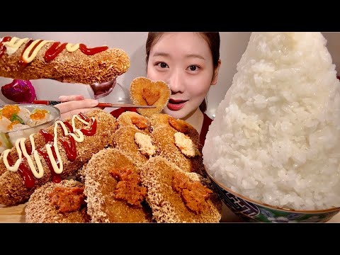 Видео: ASMR Ментаико Короккэ жареный куриный сыр【русские субтитры】【Mukbang/ Eating Sounds】
