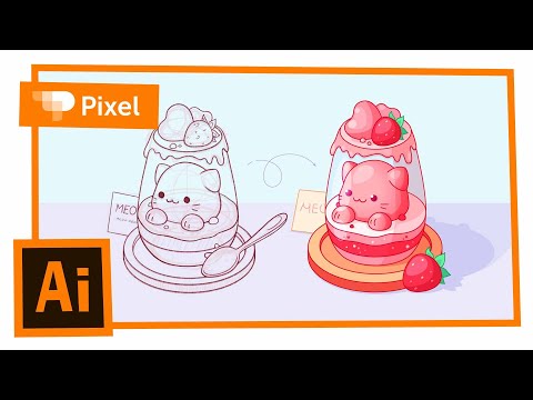 Видео: Рисуем клубничного котика в Adobe Illustrator (+проверка работ)