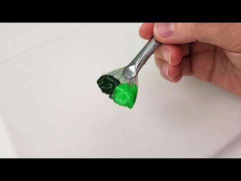 Видео: Пейзаж с зелеными лесистыми дорожками и скамейками / Акриловая роспись для начинающих