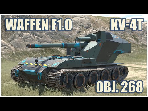 Видео: Waffen F1.0 & Объект 268 & КВ-4 Турчанинова • WoT Blitz Gameplay