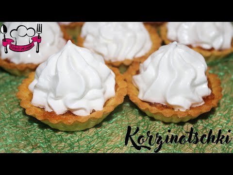 Видео: Mürbeteig-Körbchen mit Eiweißcreme Thermomix -Термомикс Песочные корзинки с белково-заварным кремом