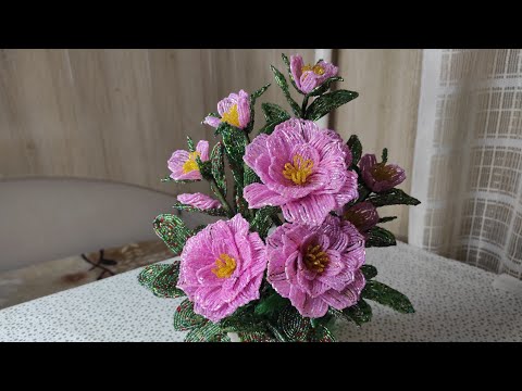 Видео: "Цветы Из Бисера Камелия "💐. 1/ч