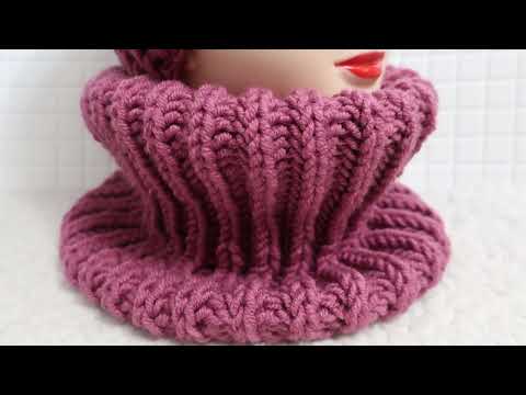 Видео: Шарф воротник снуд спицами МК