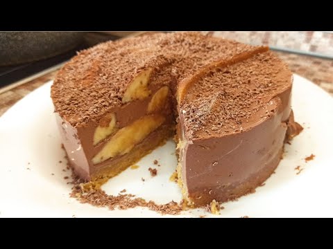 Видео: Муссовый шоколадный торт с бананами. Торт без выпечки с бананами. Домашний торт на Праздник Рецепт.