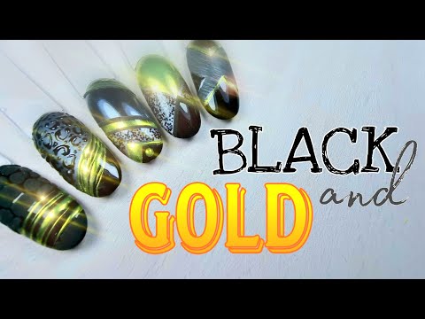Видео: СУПЕР стильный ДИЗАЙН НОГТЕЙ / Чёрный с золотом / Видеоурок