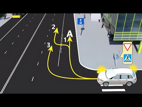 Видео: По какой траектории разрешен поворот направо для белого внедорожника?