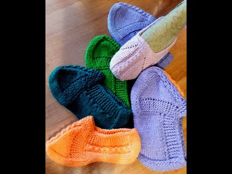 Видео: Следки без шва. Спицы. Можно использовать как шаблон.Slippers.