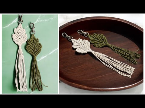 Видео: Листик макраме Брелок лист Брелок в технике макраме Leaf macrame DIY macrame keychain Leaf keychain