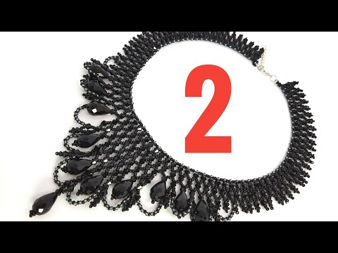 Видео: Beaded Necklace/Necklace/Beaded Black Necklace/Колье из бисера/Колье из бусин и бисера/Как сделать/2
