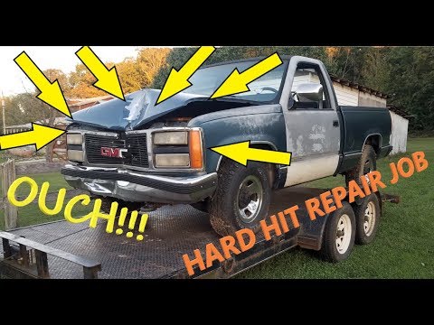 Видео: 3W1B — Ремонт передней части грузовика Chevy GMC C/K 1500 1990-х годов после аварии, часть 1