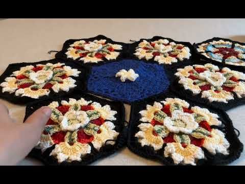 Видео: Соединение мотивов пледа Цветы Фриды 4часть#crochet #вязаниекрючком #пледкрючком 