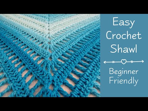 Видео: Простая шаль крючком для начинающих | Простая шаль крючком от начала до конца |
