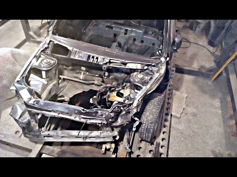 Видео: Лада Гранта.Кузовной ремонт после лобового удара.Часть1