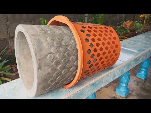 Видео: Идеи поделок из цемента Изготовление цветочных горшков из пластиковой формы