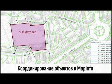 Видео: Координирование объектов в MapInfo