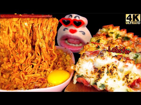 Видео: "CARBO" жареная лапша и лобстер с сливочным сыром [ASMR MUKBANG]