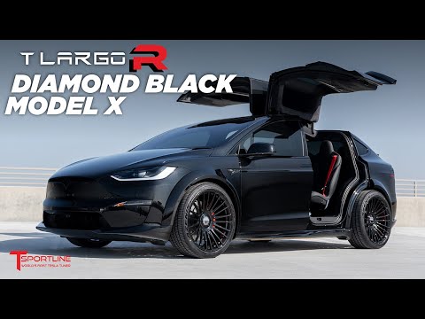 Видео: Широкий кузов Tesla Model X Plaid! Пакет Limited Edition TLARGO-R Carbon в цвете Diamond Black