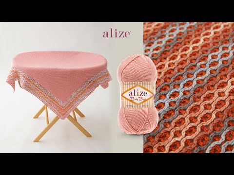 Видео: Детское одеяло, связанное тамбурным швом, с пряжей Alize Baby Best