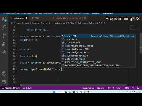 Видео: как вывести текст при нажатии на кнопку  на javascript