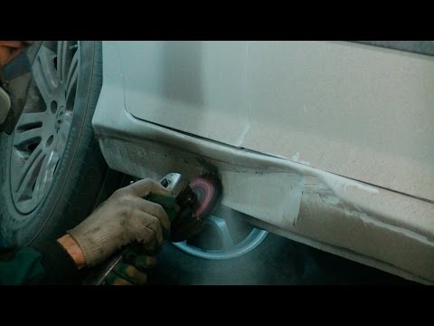 Видео: Ремонт порога споттером. Пежо 308. Покраска.