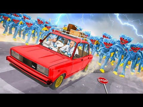 Видео: ОГРОМНАЯ ТОЛПА СТРАШНЫХ ИГРУШЕК ПРОТИВ МАШИН! УЕХАТЬ ОТ ХАГГИ НА ТАЧКЕ! УГАР И БЕЗУМИЕ В Garry`s Mod