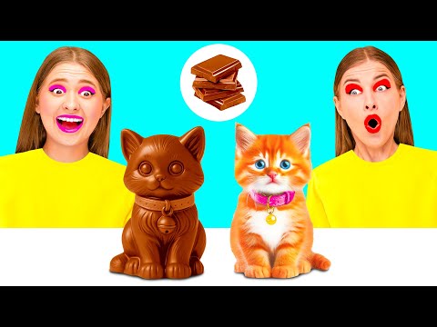 Видео: Челлендж. Шоколадная Еда vs Настоящая еда | Безумная Кулинарная Битва от Happy Funny