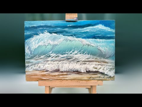 Видео: МОРСКОЙ ПЕЙЗАЖ МАСЛОМ | Как нарисовать морскую волну | OIL PAINTING TIME LAPSE