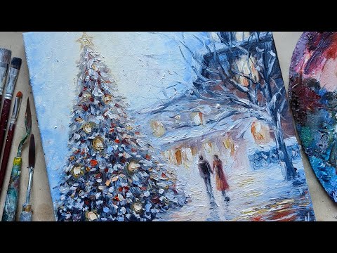 Видео: Рождество ❄️💛 картина маслом