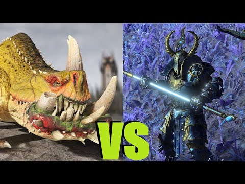 Видео: Жабодракон vs Избранные Тзинча с алебардами: Total War Warhammer 3. тесты юнитов v 5.0.0