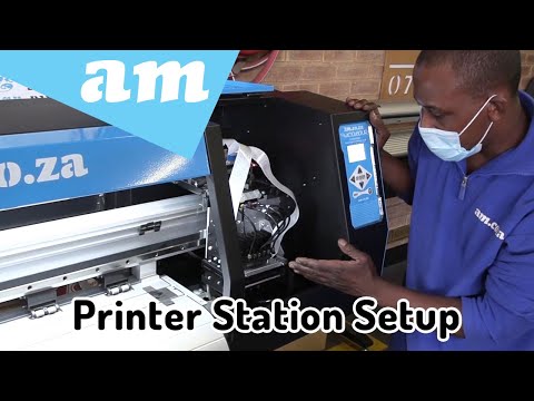Видео: Настройка станции для широкоформатного принтера FastCOLOUR, положение крышки каретки очистителя с...