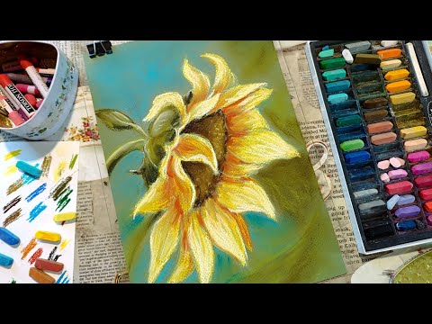 Видео: ПОДСОЛНУХ / ЖИВОПИСЬ ПАСТЕЛЬЮ/SUNFLOWER /PASTEL DRAWING /