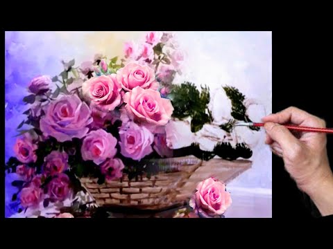 Видео: Урок рисования розы акрилом для начинающих - пейзажи