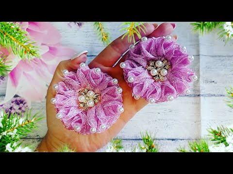 Видео: Бантики пушистики из парчи с бусинами,для торжества и повседневно 🎀