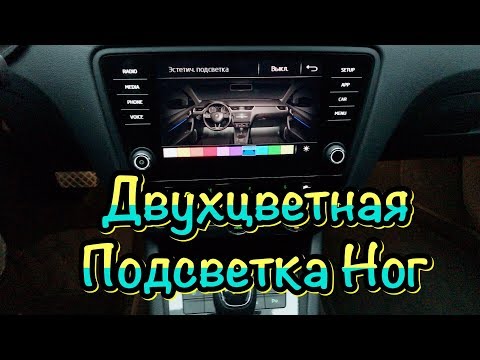 Видео: Skoda Octavia A7 Двухцветная подсветка ног.