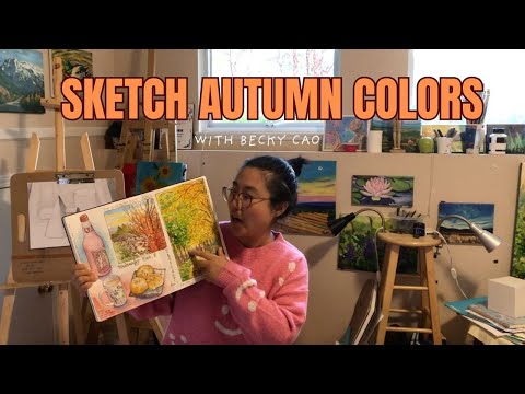 Видео: Запечатлейте осенние краски в моём альбоме 🎨 Делюсь техниками работы с тушью и акварелью