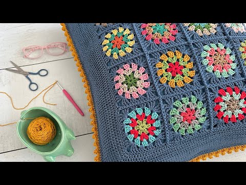 Видео: Отделка подушки крючком Squircle - Урок по обработке окантовки узором «Попкорн»!!