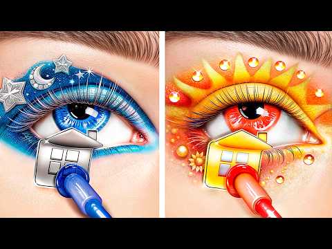 Видео: Девушка День vs девушка Ночь! Домики одного цвета челлендж!