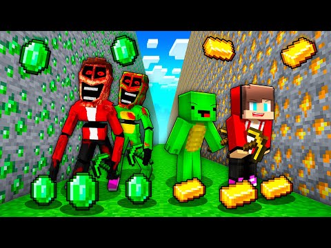 Видео: Майки и Джей-Джей против клонов, битва монстров-подражателей в шахте в Minecraft Animation Maizen