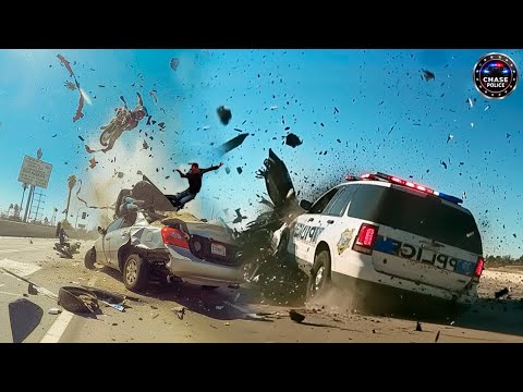 Видео: Самые УЖАСАЮЩИЕ полицейские погони на большой скорости, снятые на видеорегистратор. Не поверил бы...